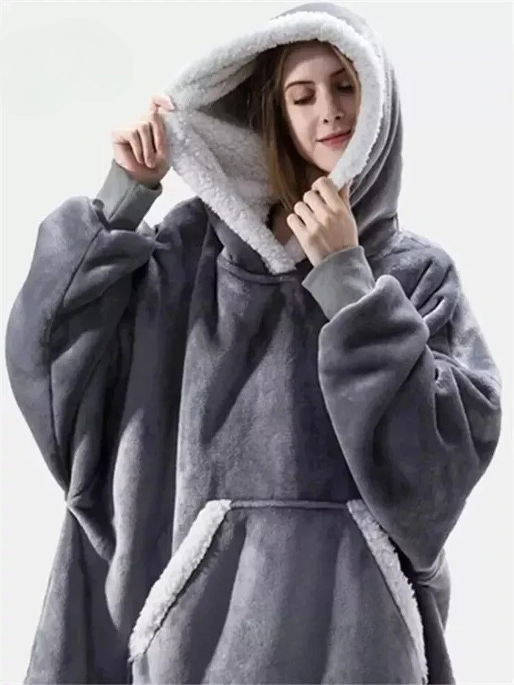 Kuschelige Oversize Hoodie-Decke mit Kapuze – Weicher Fleece Pullover für Damen & Herren, Perfekt für Zuhause & Winter