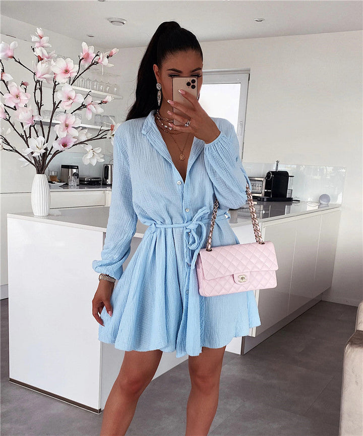 Hellblaues Crinkle Kleid