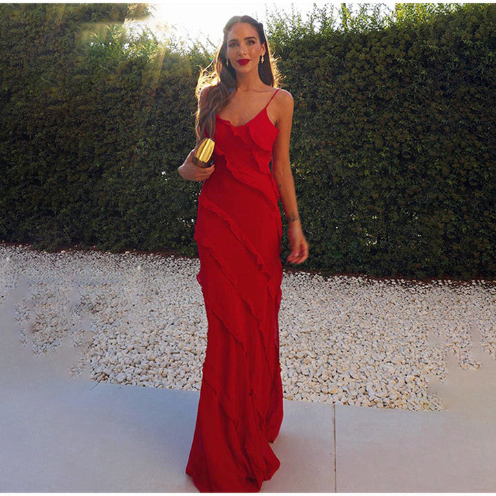 Robe longue avec volants