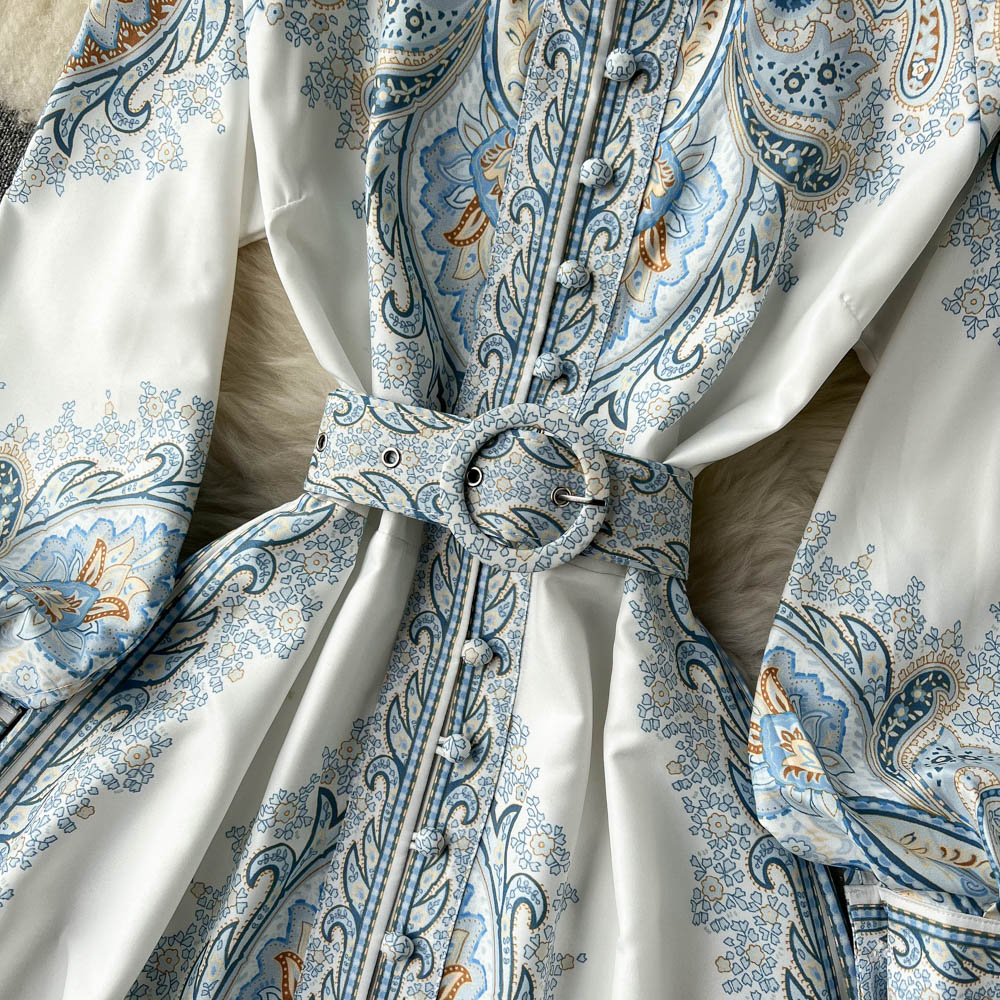 A-Linienkleid mit Blumenmuster und Gürtel - Elegantes Blumenkleid für Damen