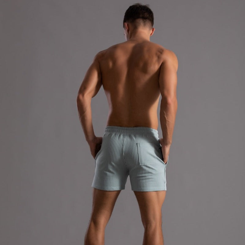 Shorts homme à rayures fines – Pantalon court d'été avec cordon de serrage