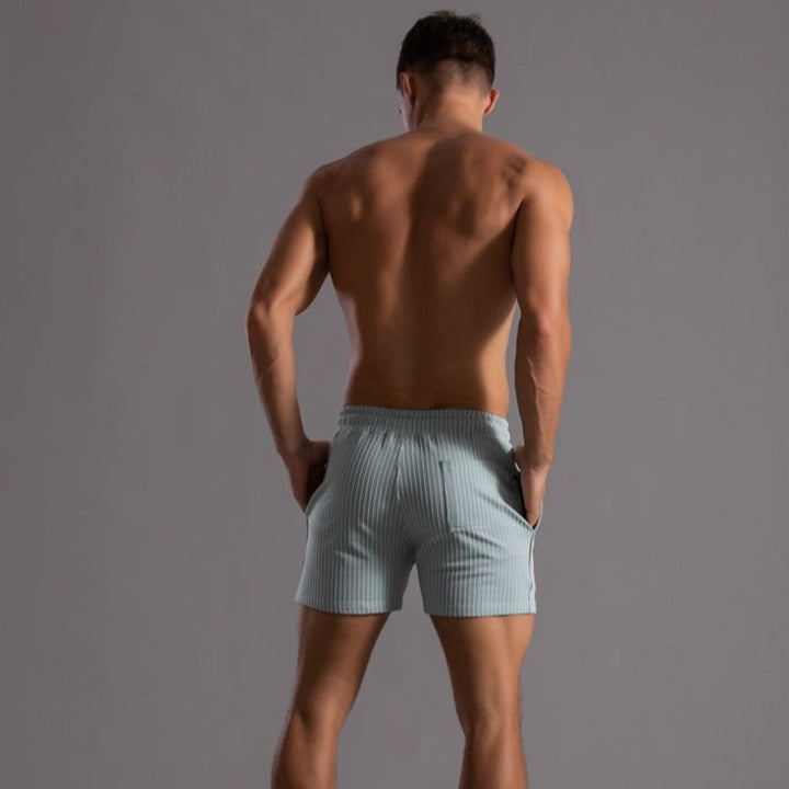 Shorts homme à rayures fines – Pantalon court d'été avec cordon de serrage