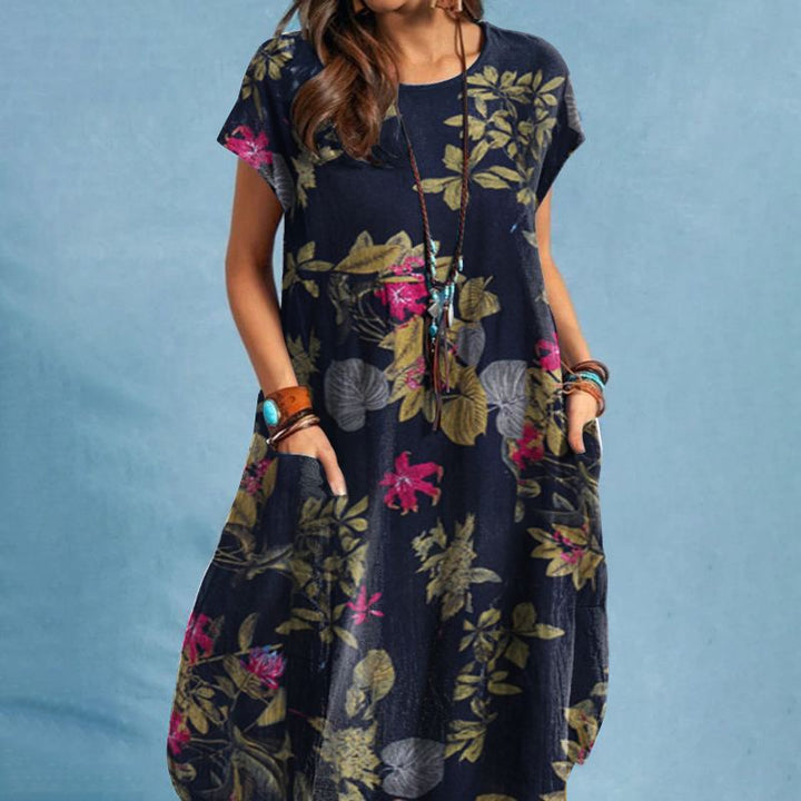 Lotus | Damen Bequemes Geblümtes Retro Vintage Kleid