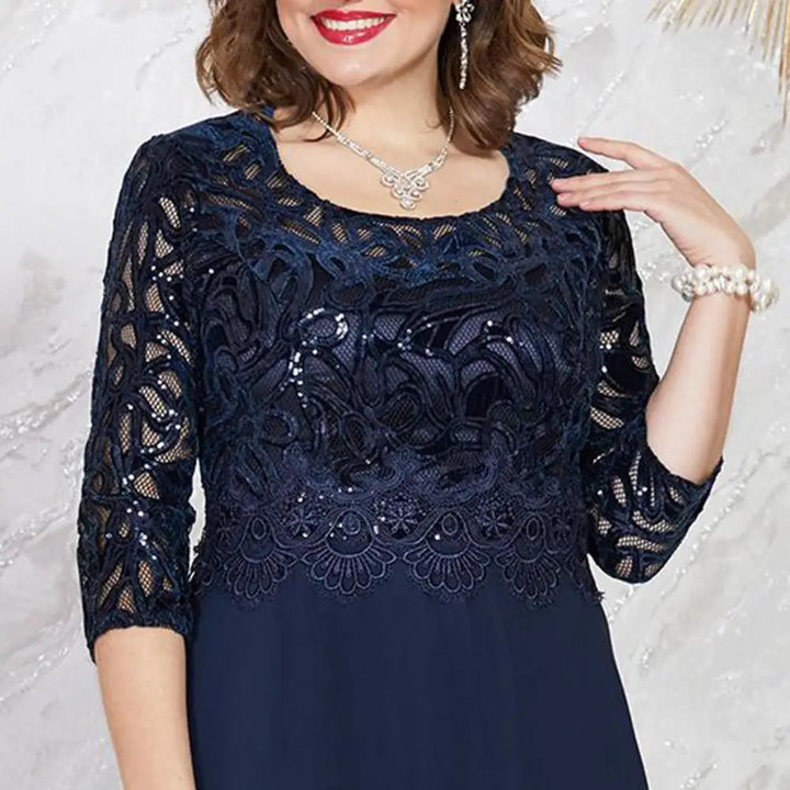 Juliann - Robe en chiffon à dentelle grande taille
