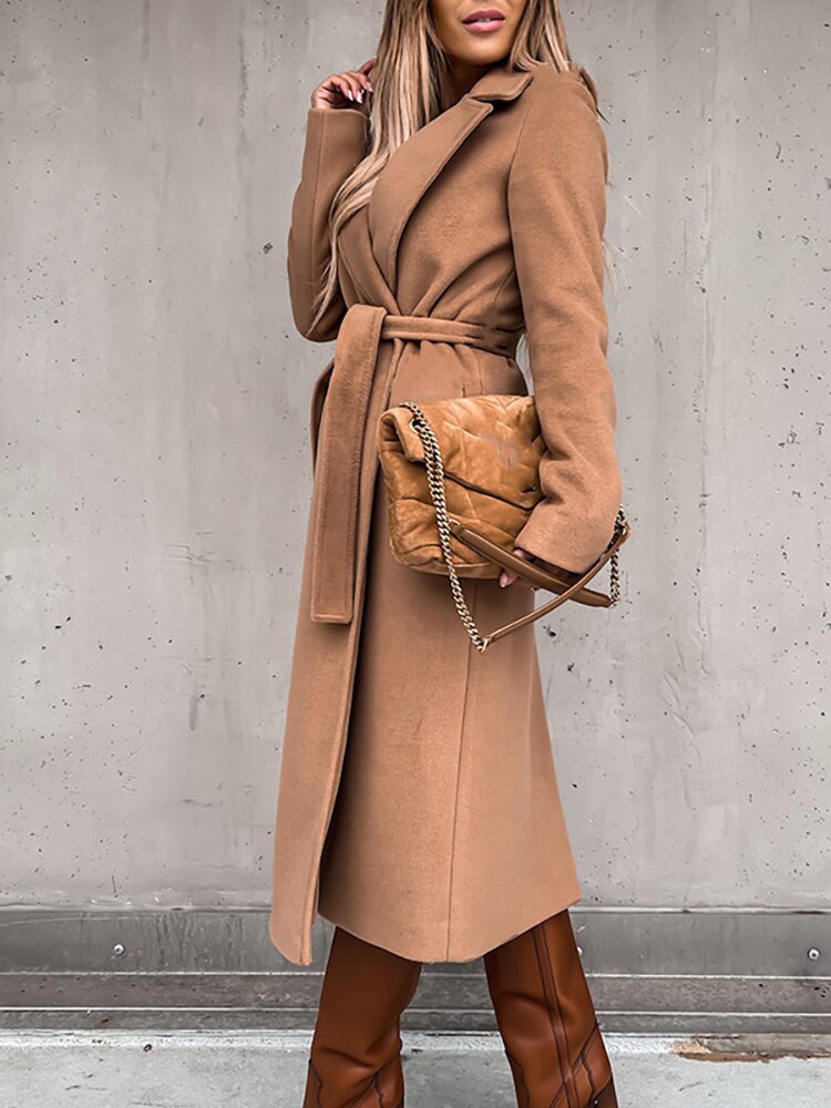 Engel - Manteau en laine élégant avec ceinture