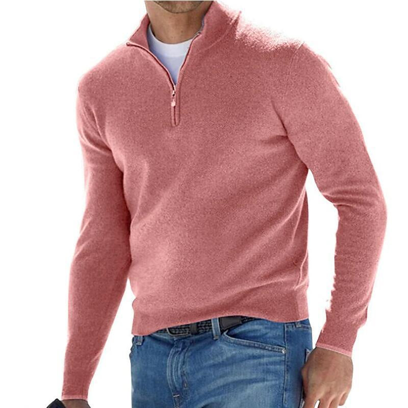 Tate - Herren Basic-Pullover mit Reißverschluss