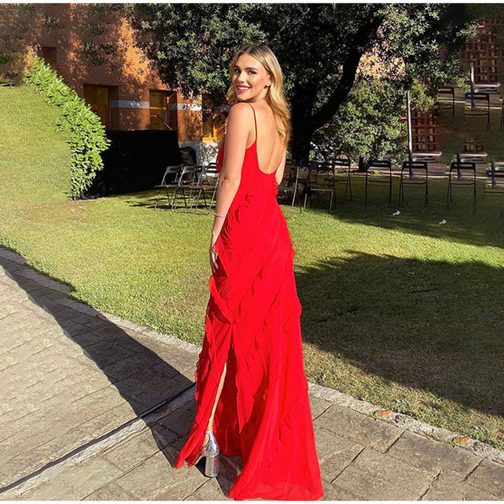 Robe longue avec volants