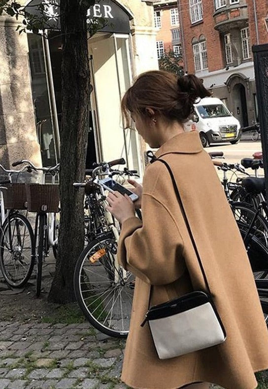 Alison Wollmantel Cappotto lungo con collo a risvolto a una fila
