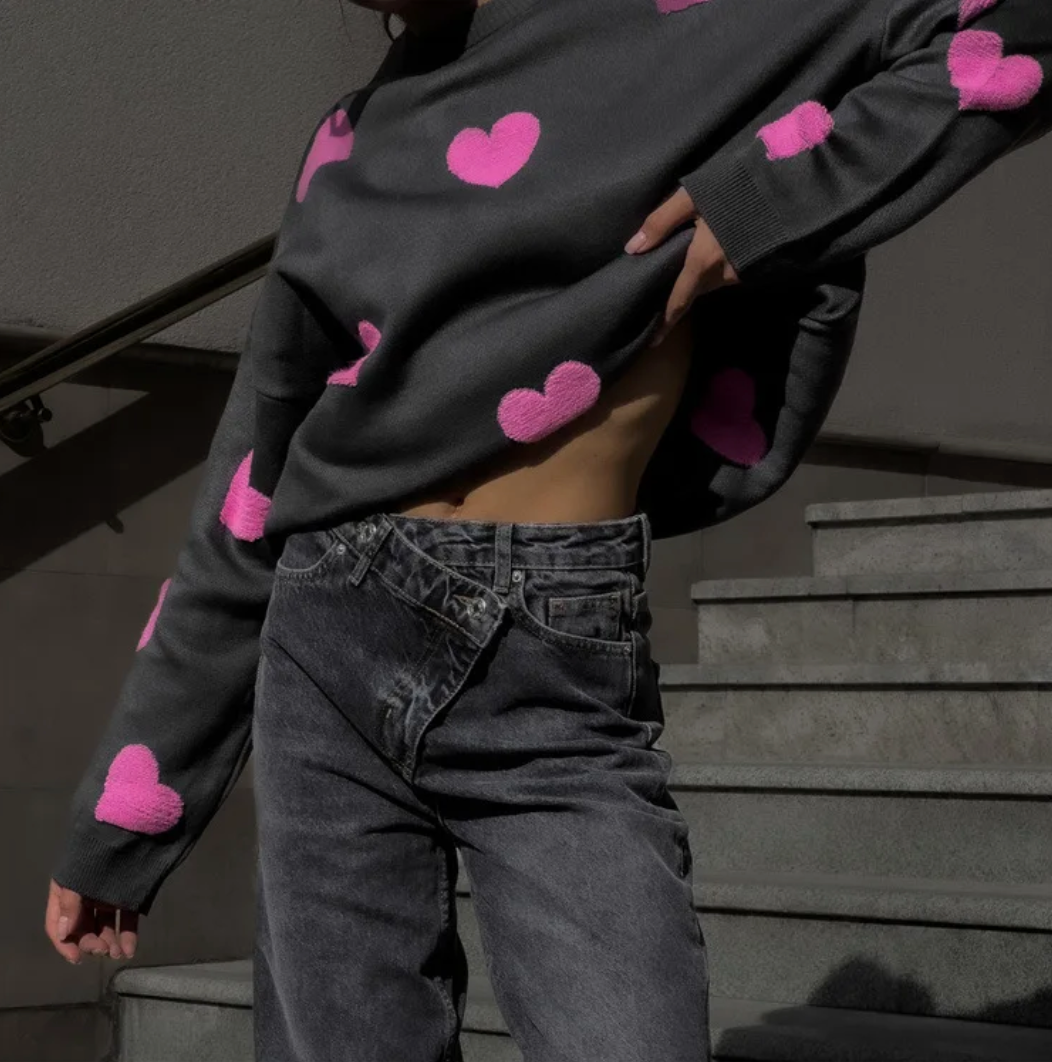 Cuore | Maglione da donna morbido con ricamo d'amore