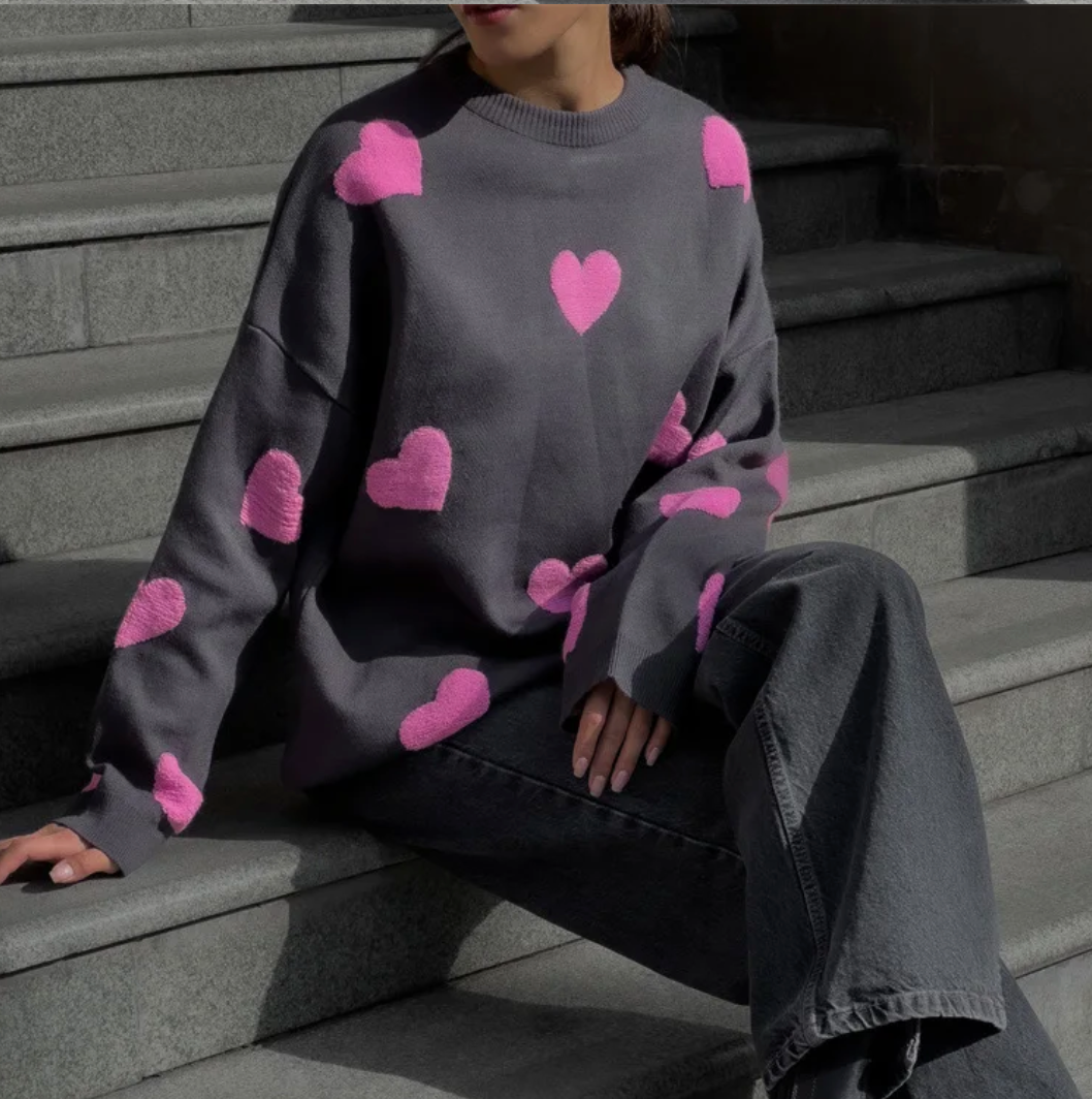 Cuore | Maglione da donna morbido con ricamo d'amore