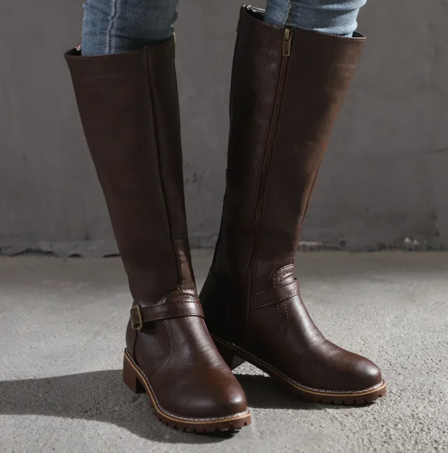 Bottes d'hiver décontractées montantes en cuir vegan pour femmes | Idéal pour l'hiver