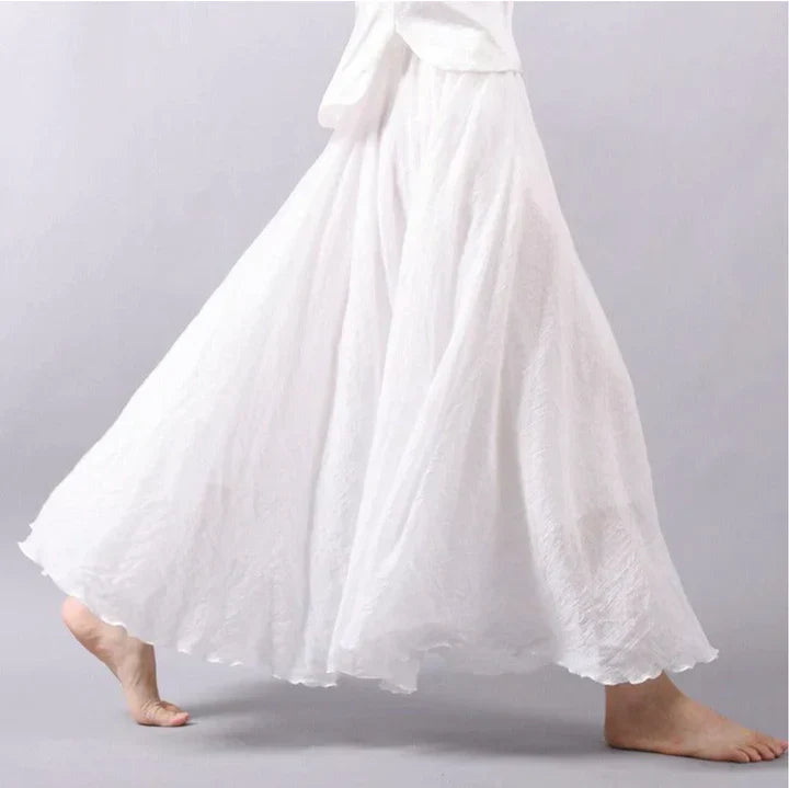 Jupe maxi bohème plissée – jupe fluide en ligne A au look vintage pour femmes
