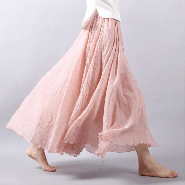 Jupe maxi bohème plissée – jupe fluide en ligne A au look vintage pour femmes