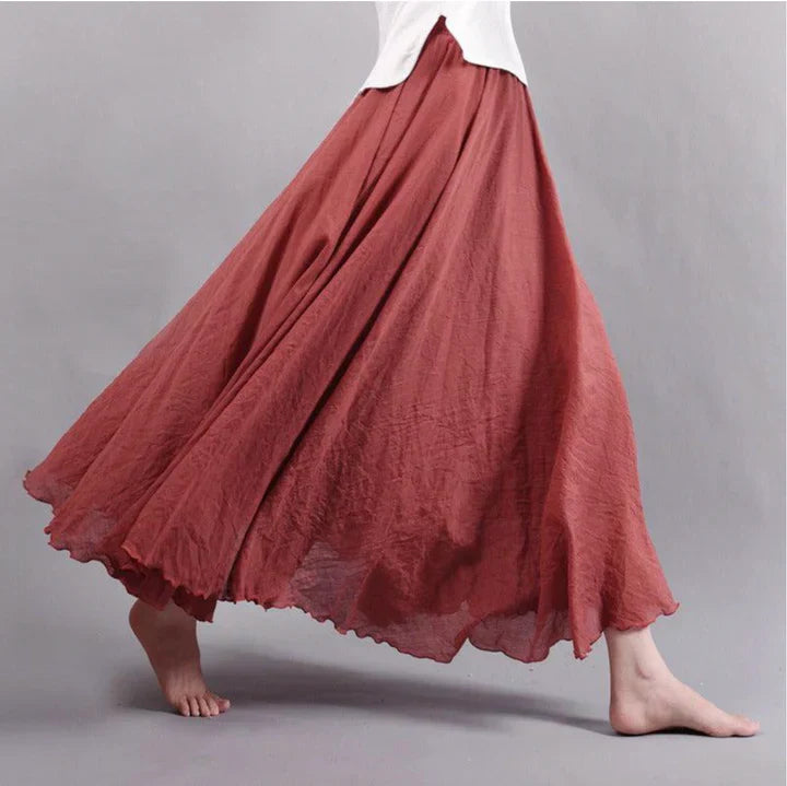 Jupe maxi bohème plissée – jupe fluide en ligne A au look vintage pour femmes