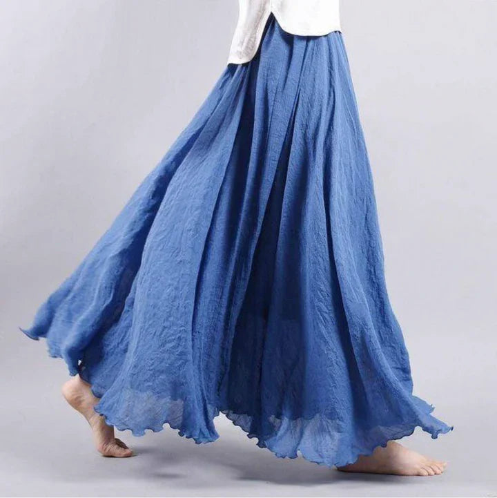 Jupe maxi bohème plissée – jupe fluide en ligne A au look vintage pour femmes