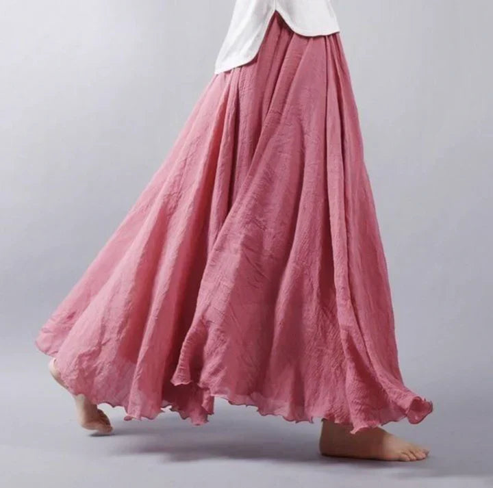 Jupe maxi bohème plissée – jupe fluide en ligne A au look vintage pour femmes