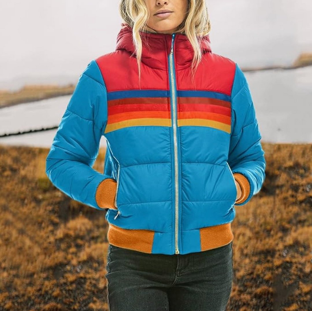 Karina | Giacca invernale retrò alla moda da donna con motivo a righe
