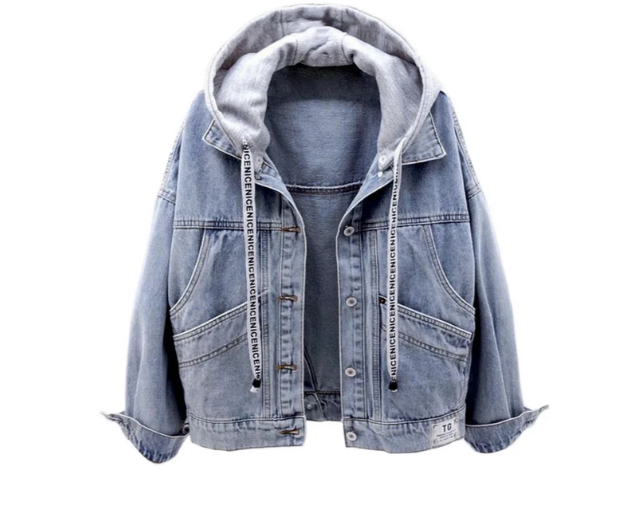 Lia - giacca di jeans casual da donna con cappuccio