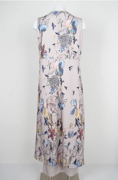 Tuta senza maniche da donna con sovrapposizione floreale – Elegante pezzo unico con gamba ampia e design fluido – Outfit per eventi, estate e moda da sera