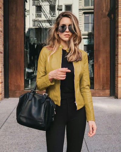 Giacca in pelle invernale confortevole in stile moderno per donna | Perfetta per l'inverno