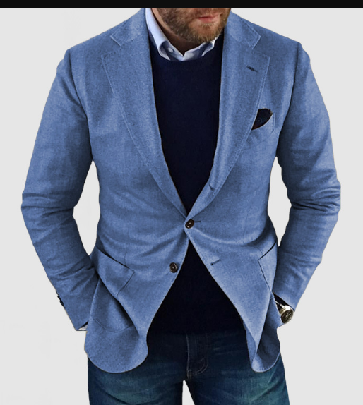 Benno - cardigan da uomo con bottoni casual, tasche e colletto a risvolto, tinta unita, maniche lunghe