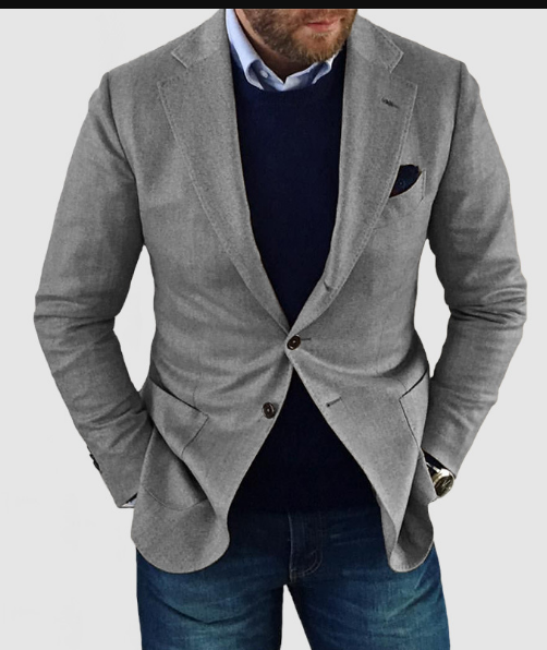 Benno - cardigan da uomo con bottoni casual, tasche e colletto a risvolto, tinta unita, maniche lunghe