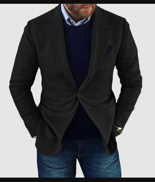 Benno - cardigan da uomo con bottoni casual, tasche e colletto a risvolto, tinta unita, maniche lunghe