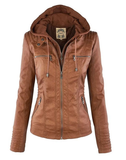 Casual Lederjacke mit Kapuze für Damen | Perfekt für lässige Tage