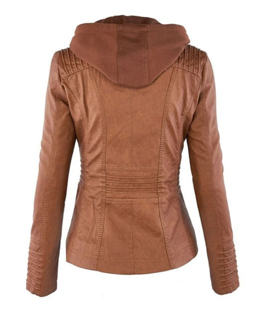 Casual Lederjacke mit Kapuze für Damen | Perfekt für lässige Tage