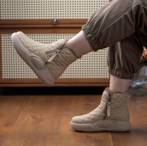 Gefütterte Damen Winterstiefeletten mit Reißverschluss – Rutschfeste Thermoschuhe für kalte Tage