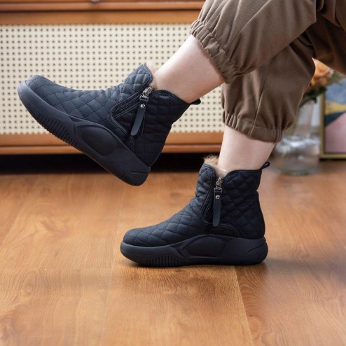 Gefütterte Damen Winterstiefeletten mit Reißverschluss – Rutschfeste Thermoschuhe für kalte Tage