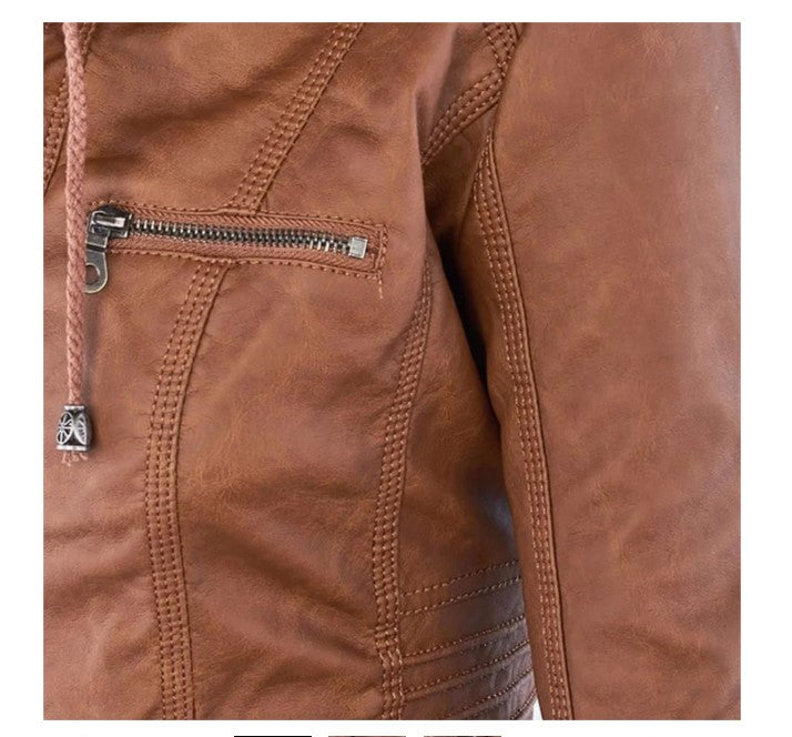 Casual Lederjacke mit Kapuze für Damen | Perfekt für lässige Tage