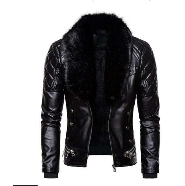 Ganda - veste en cuir pour homme avec col amovible