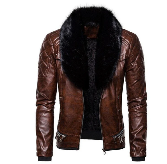Ganda - veste en cuir pour homme avec col amovible
