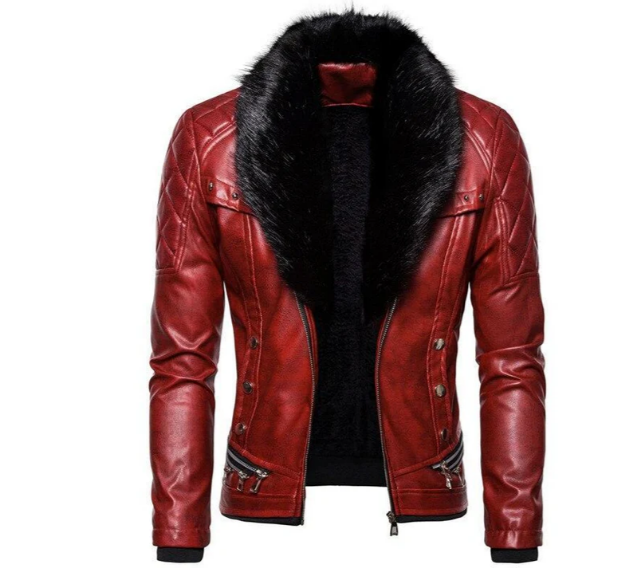 Ganda - veste en cuir pour homme avec col amovible