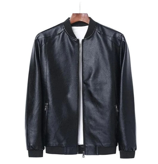 Veste bomber homme aspect cuir – Veste de mi-saison stylée avec fermeture éclair pour streetwear & loisirs