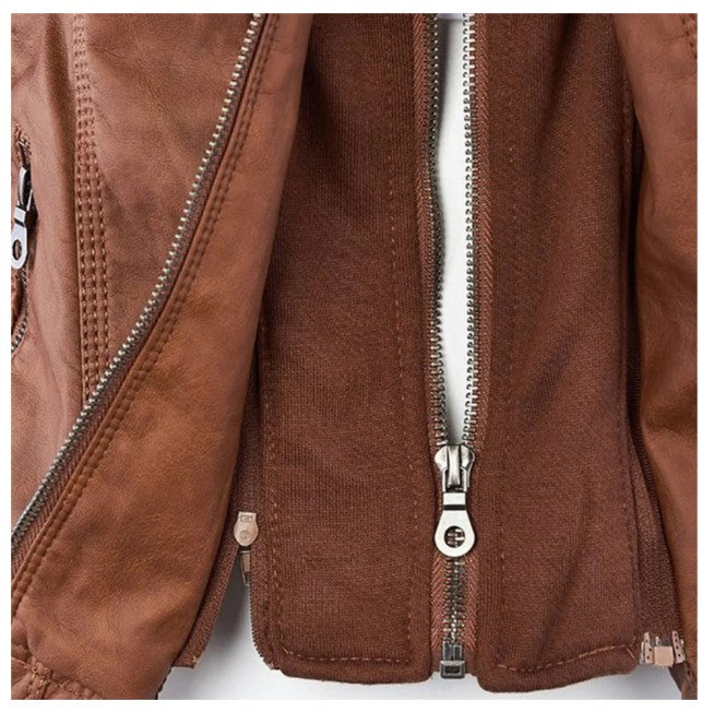 Casual Lederjacke mit Kapuze für Damen | Perfekt für lässige Tage