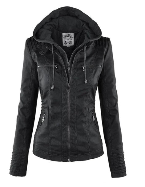 Casual Lederjacke mit Kapuze für Damen | Perfekt für lässige Tage