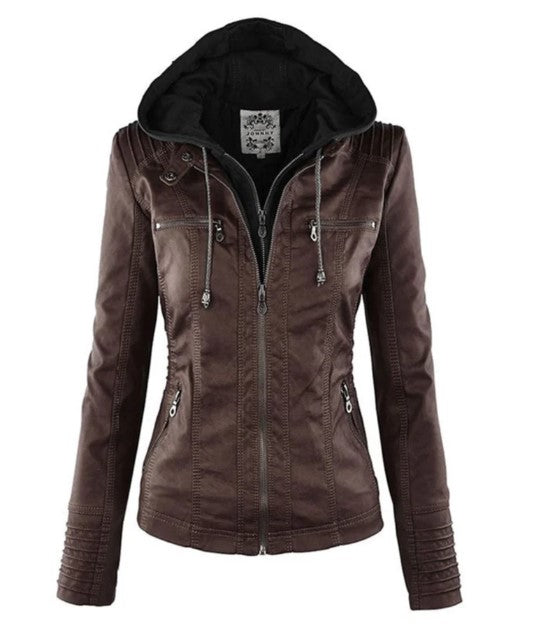 Casual Lederjacke mit Kapuze für Damen | Perfekt für lässige Tage