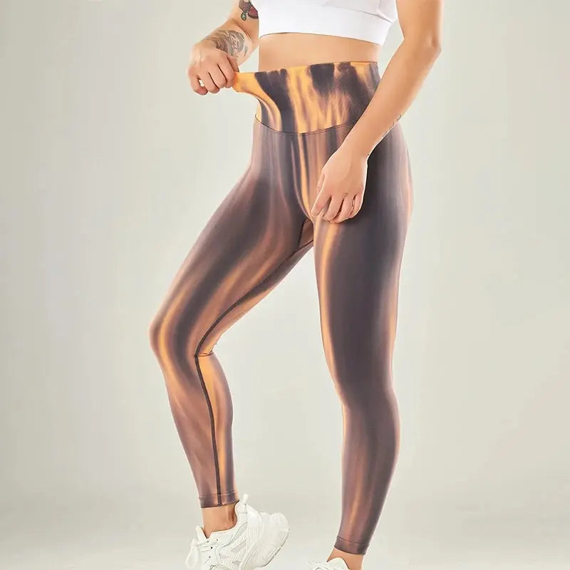 Leggings décontractés taille haute avec motif ondulé | Parfait pour les activités de loisirs pour femmes