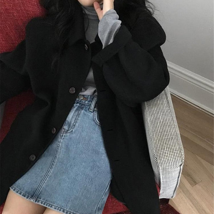 Alison Wollmantel Cappotto lungo con collo a risvolto a una fila