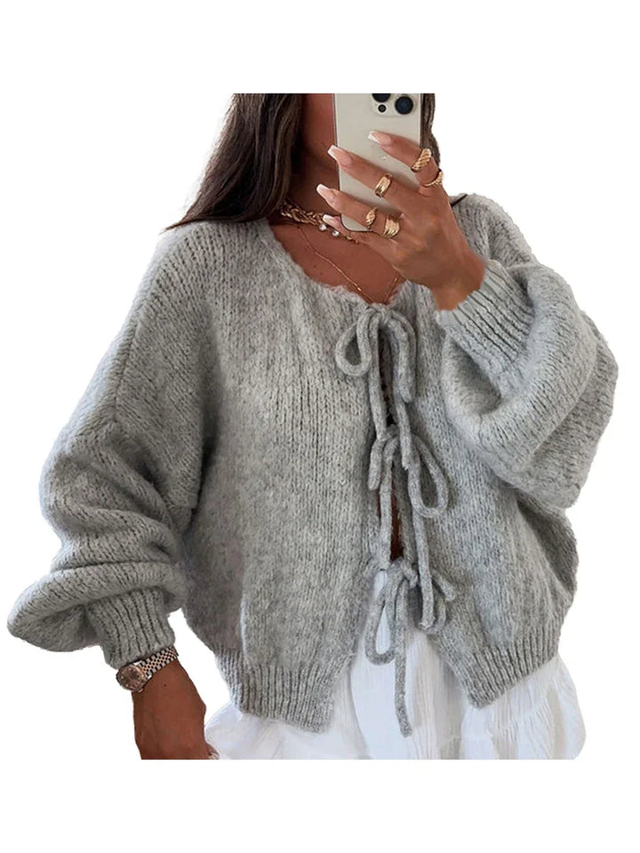 SYDNEY | Gilet tricoté pour femmes avec nœuds