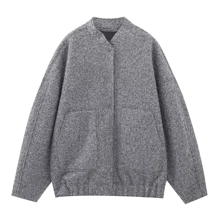 Cappotto di lana oversize con scollo rotondo e bottoni
