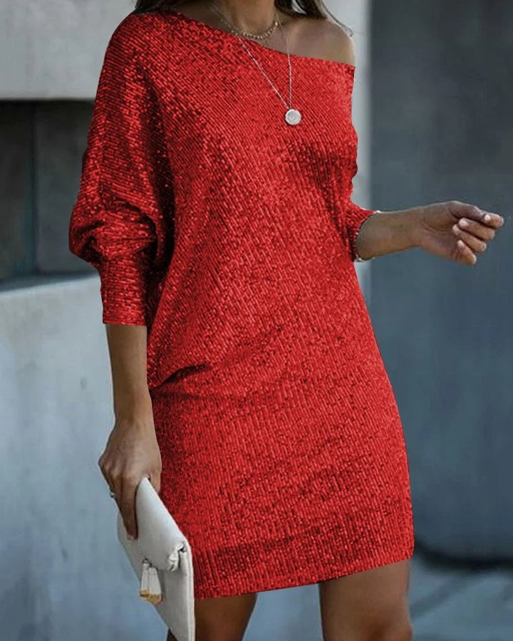 Mabel - Schulterfreies Pailletten Minikleid für Frauen