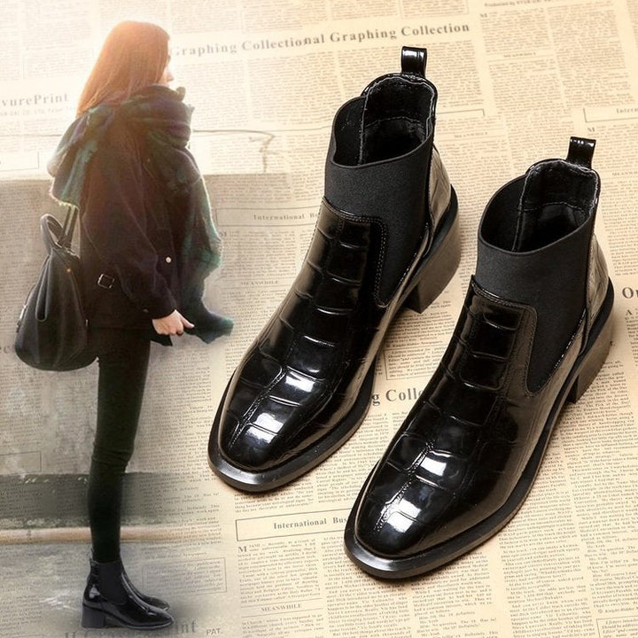 Elegante Vegane Leder-Stiefeletten mit Absatz in Schwarz für Damen | Ideal für Herbst/Winter