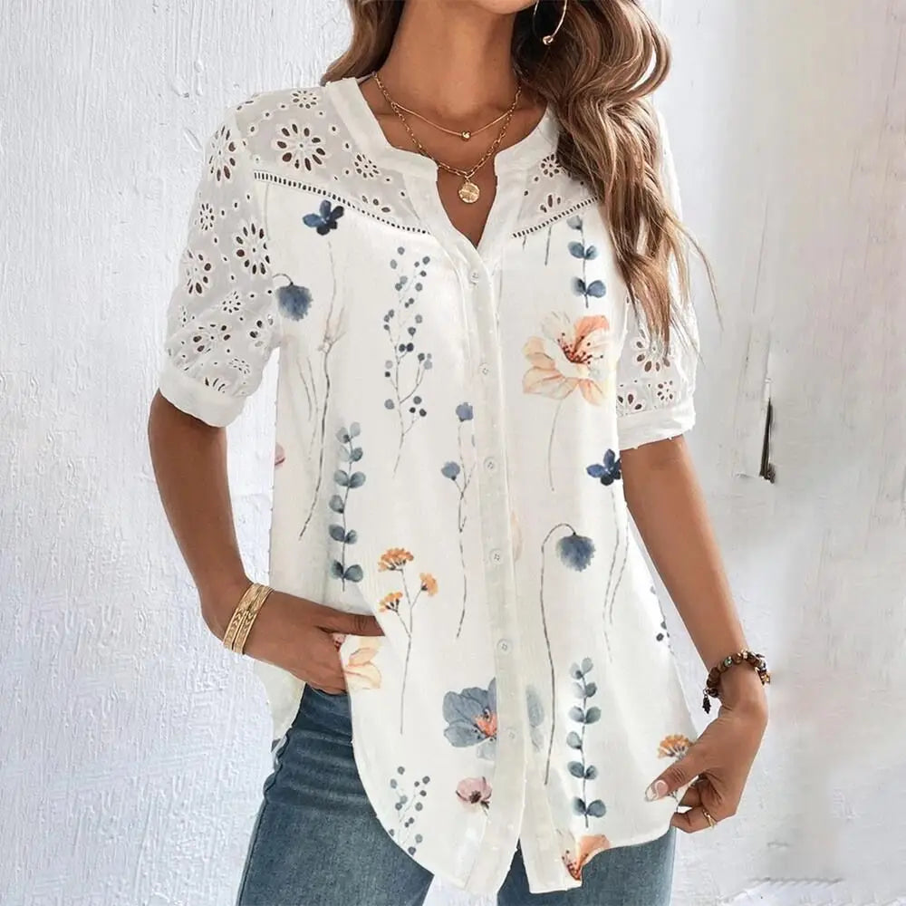 Juliann - Blouse décontractée en dentelle pour femmes