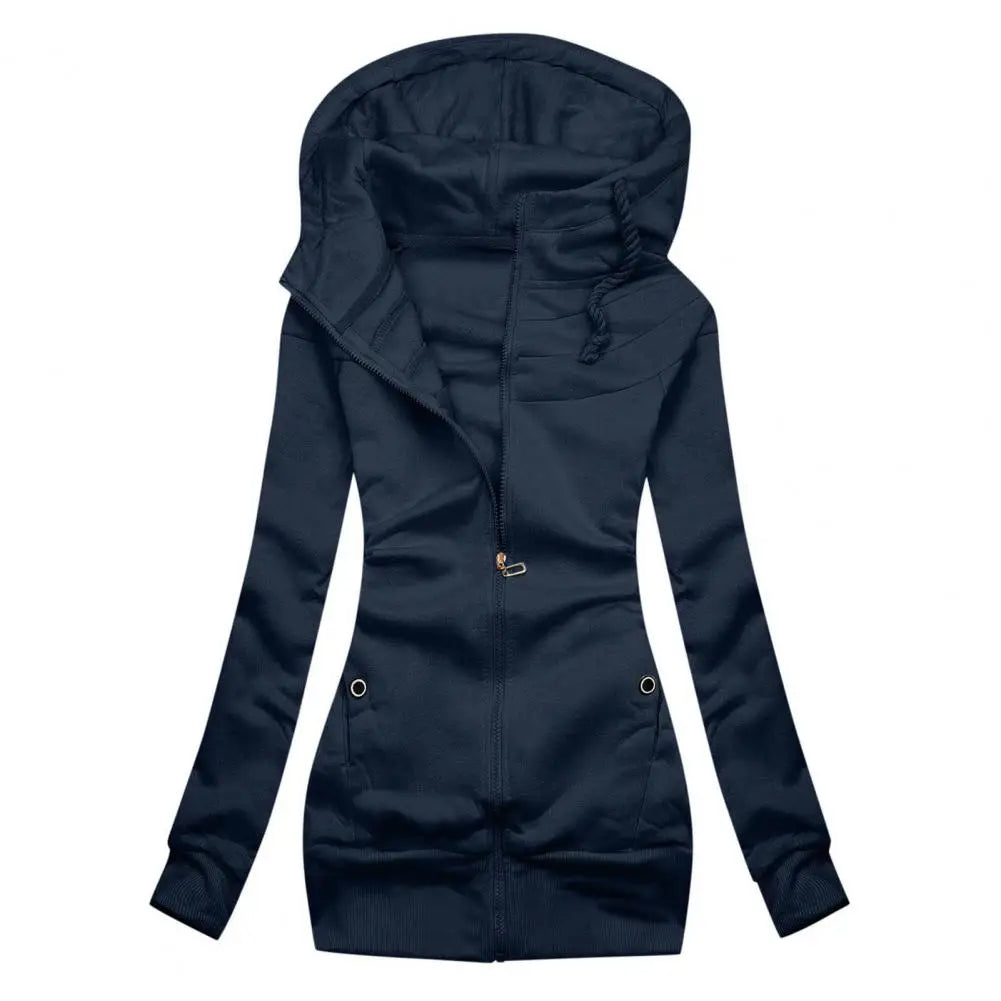 Lässiger übergroßer Zip Hoodie mit Fleece, Kapuze und Reißverschluss für Damen | Ideal für Alltag