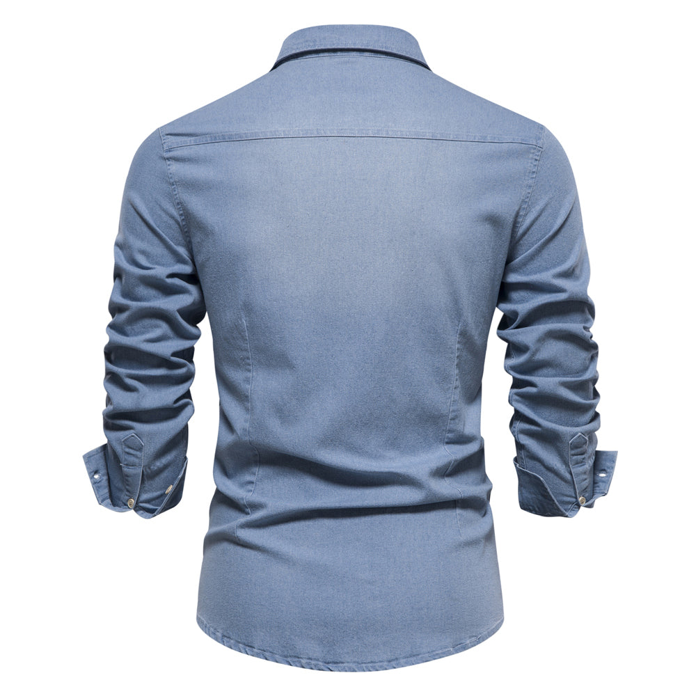Marcellus - Camicia denim casual - Classica - Design versatile - Ideale per il lavoro da uomo