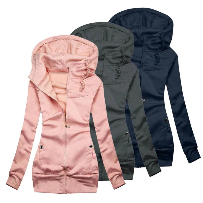 Lässiger übergroßer Zip Hoodie mit Fleece, Kapuze und Reißverschluss für Damen | Ideal für Alltag