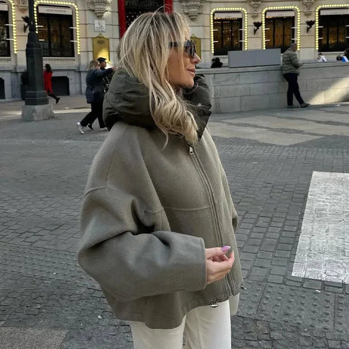 Olivya - Felpa con cappuccio con cerniera oversize